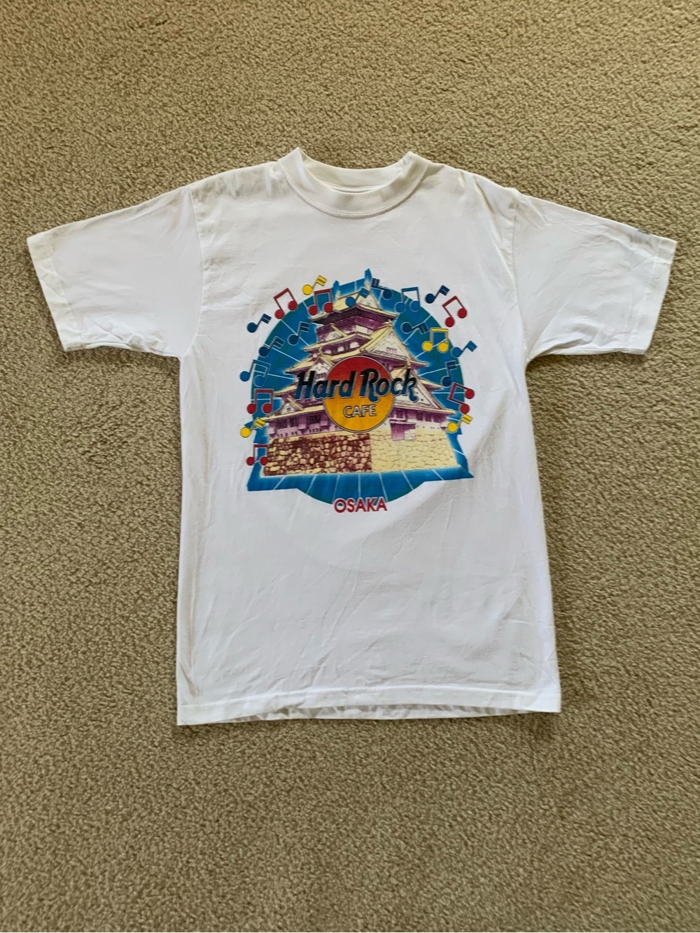 Vintage 90s Hard Rock Cafe Osaka Japan Heavy Tee T-Shirt Medium White Castle